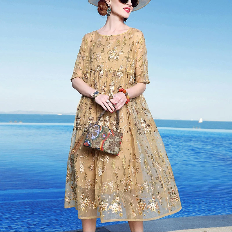 Новое поступление летние женские платья с вышивкой для вечерние винтажные