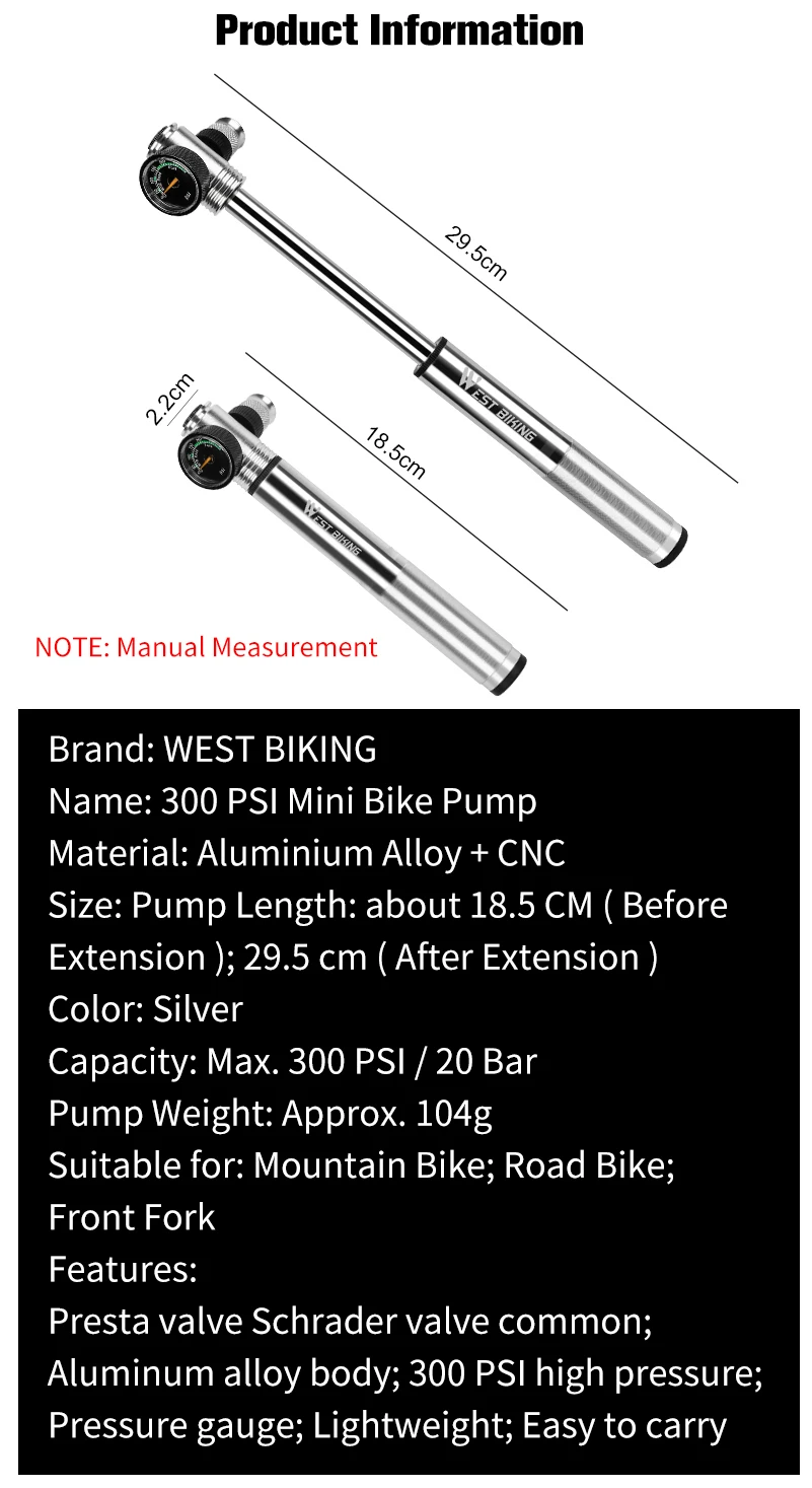 West biking портативный велосипедный насос ручной насос для велосипеда 150PSI Presta/Schrader Road MTB горный велосипед насос