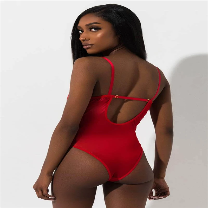 ShinyGreen красные ресницы кружевное прозрачное боди летний сексуальный комбинезон с