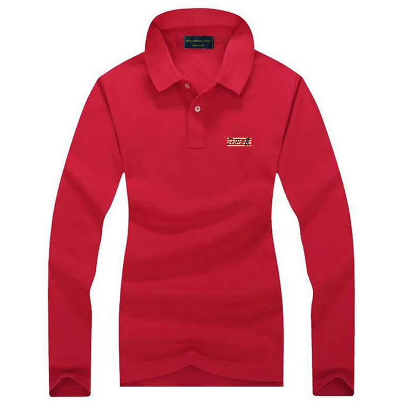

Good quality autumn new style womens long-sleeved polos shirts 100% cotton casual womens lapel polos fashion slim women tops