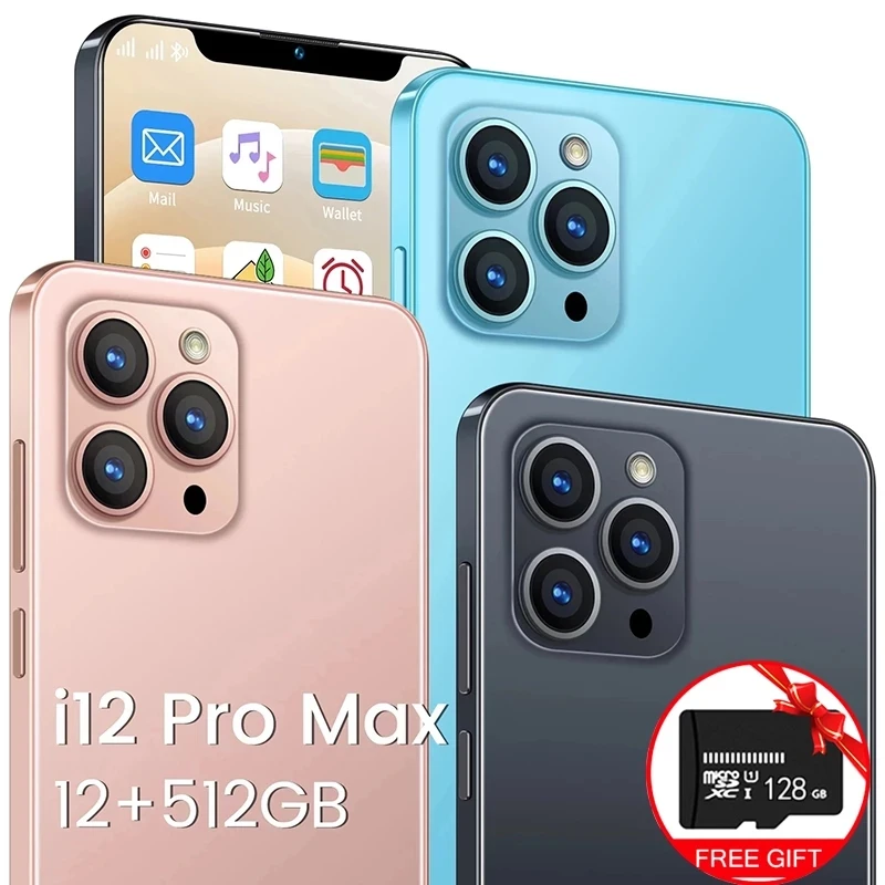 

Global Version 6.7inch I12 Pro Max 5G Smartphone 12+512GB 5800mAh Android 10.0 Mobileohone Face Unlock Dual SIM Networkphone