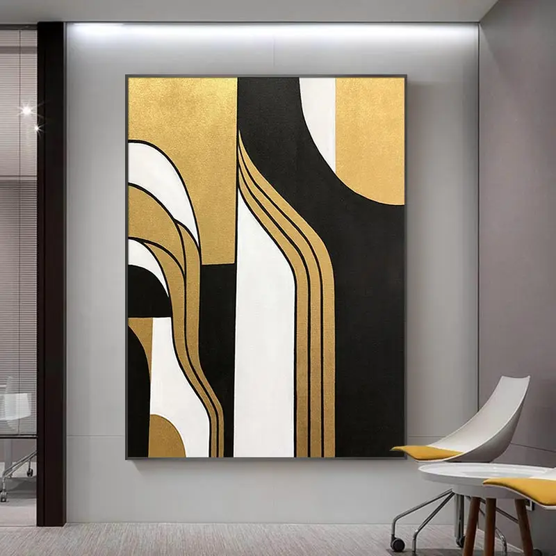 

Handmade Large Wall Art Gold Leaf Oil Painting Modern Abstract Art Painting Canvas Art Light Luxury Painting Living Room Decor