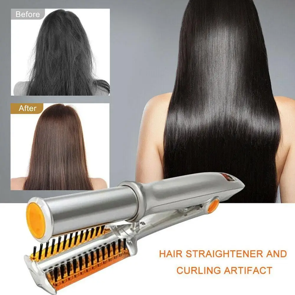 

2 In 1 Rotating Brush Hot Air Styler Comb Curling Iron Dual-Purpose Tool Hair Straight-roll Styling Roll Brush Hairdressing W6C8