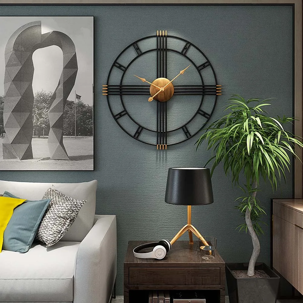 

Creative 3D Silent Wall Clock Retro Rustic DIY Decorative Luxury Wooden Handmade Oversized Wall Clock for Home Bar Cafe Decor