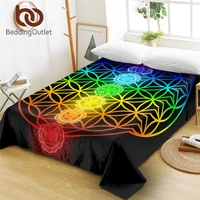 beddingoutlet chakra bed sheet zen theme home textiles colorful flat sheet flower of life bedclothes twin full queen king size