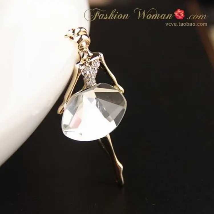 Модная Изысканная брошь для девушки блестящая Брошь Стразы в форме танцовщицы