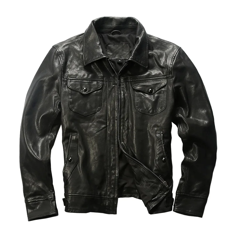 

LLH600 Avfly Read Description! Asian Size Men's Good Quality Stylish Genuine Sheep Leather Jacket