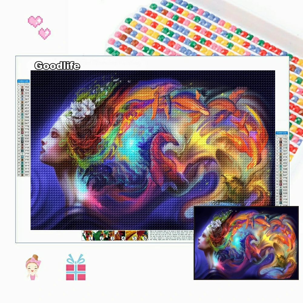 

Animal Goddess,Dragon,Phoenix,Dinosaur,Eagle,5D DIY Full Drill Square Round Diamond Painting Kit Cross Stitch Mosaic Home Decor
