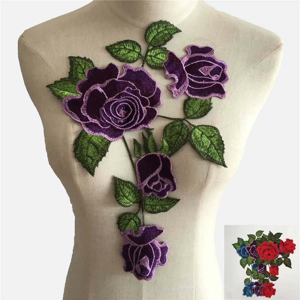 

Кружевная ткань из полиэстера с вышивкой, цветок розы, аппликация для шитья, «сделай сам», ажурный кружевной воротник, кружевные аксессуары ...