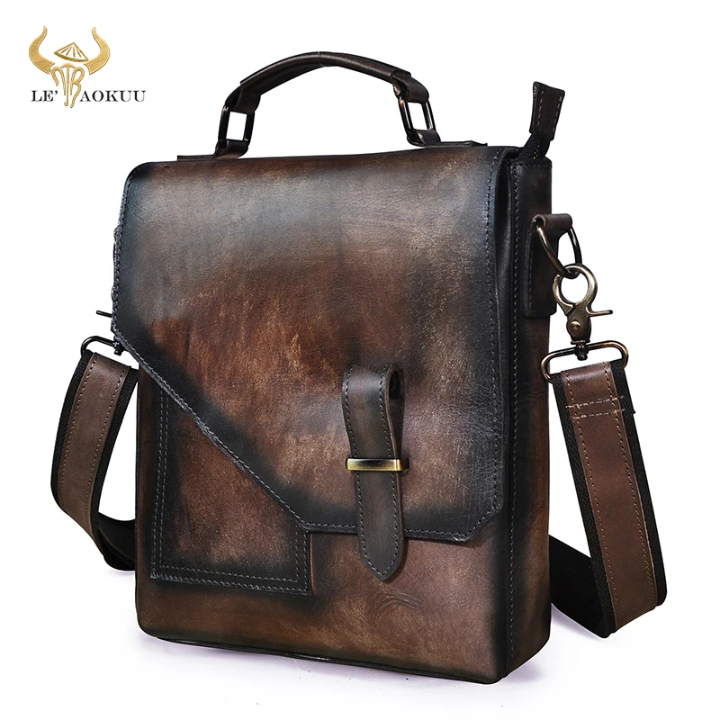 

Оригинальная кожаная Мужская Античная кофейная Сумка-тоут, сумка-мессенджер, дизайнерская сумка через плечо, сумка на одно плечо, чехол для ...