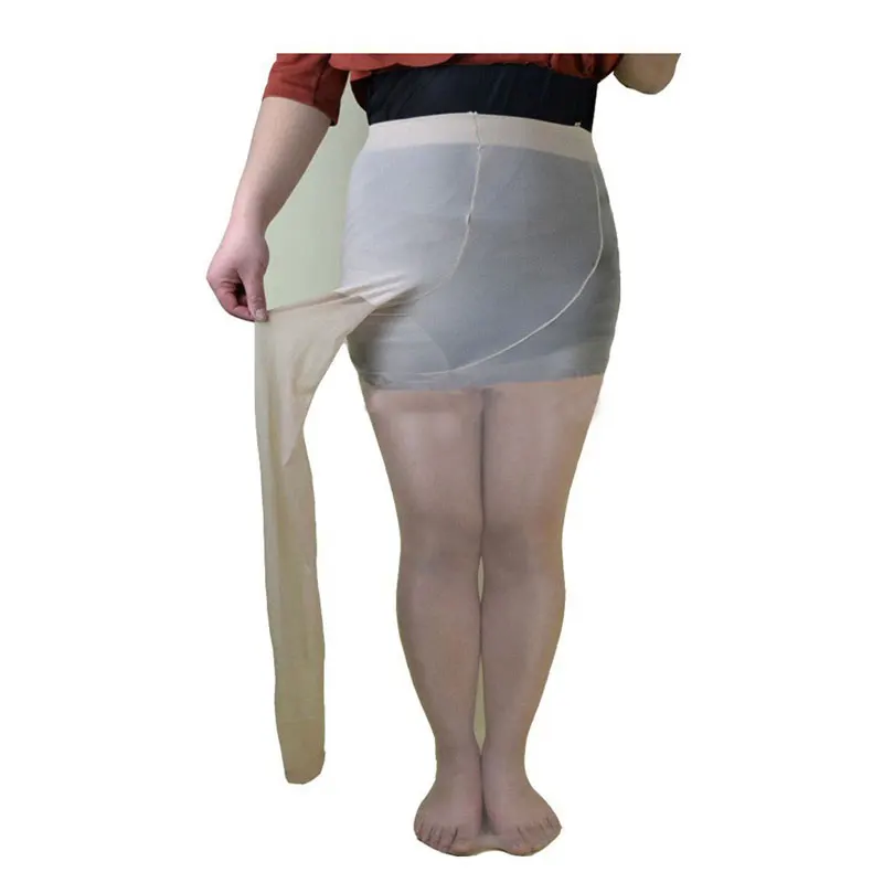 Для женщин прозрачные чулки Высокая Талия блестящие глянцевые Большие Размеры