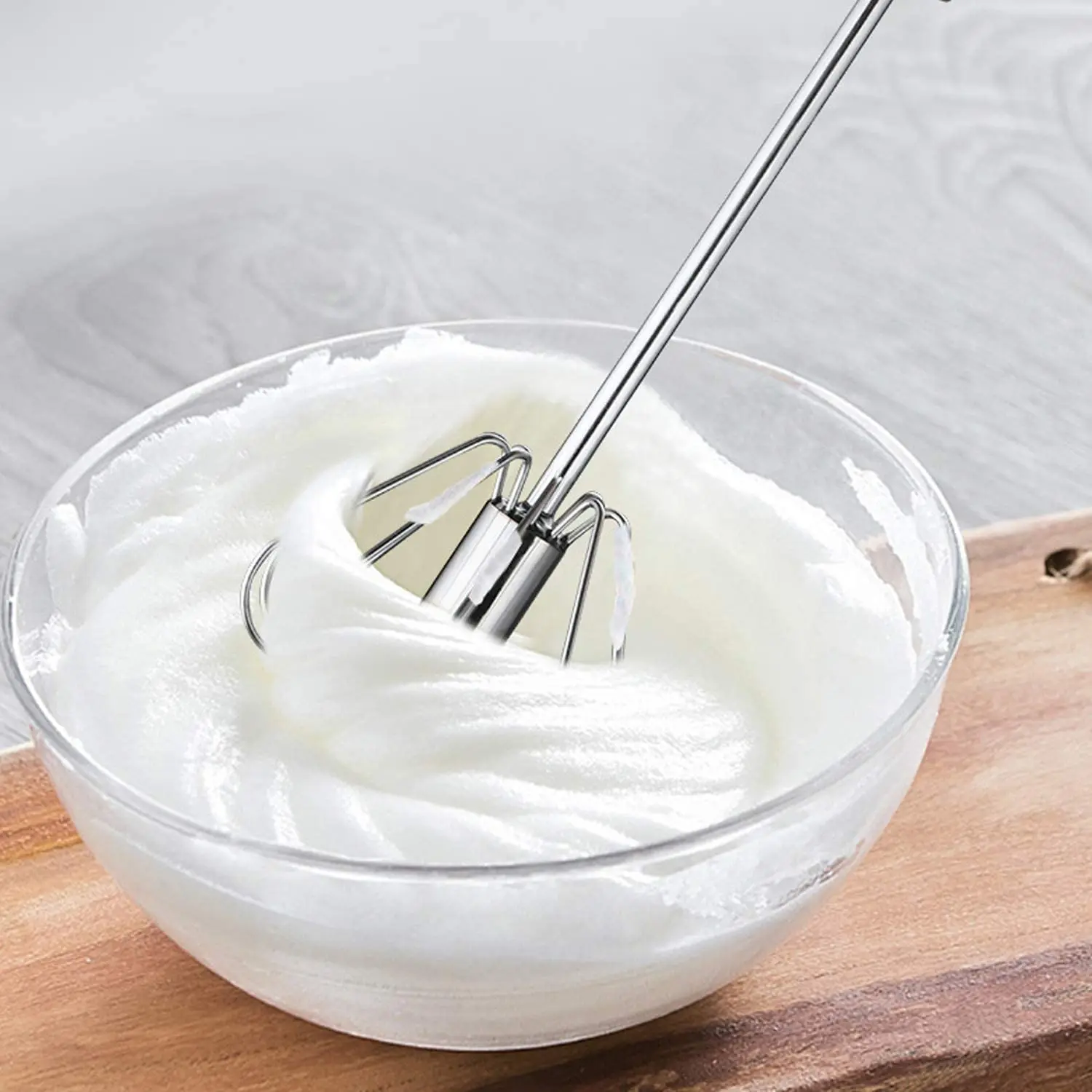 Полуавтоматический венчик для взбивания яиц поворотный из нержавеющей стали с