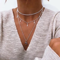 abayabay bohemia trendy necklace delicate little lightning tassel pendant necklace women aesthetic jewelrty link chain geometric