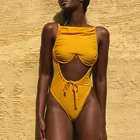 Женский слитный купальник 2022, однотонная женская одежда для плавания, купальник-монокини с лямкой на шее, купальный костюм с высокой талией, купальный костюм со стрингами, пляжная одежда для плавания