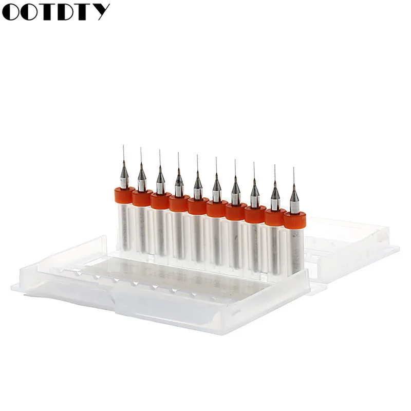

New 10Pc 0.3mm Tip 1/8" Shank Spiral Flute Tungsten Carbide Micro PCB Drill Bits
