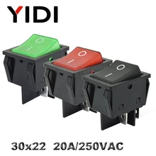 Interrupteur à bascule 30x 22, 20/30A, 250V AC, 12/220 V, ON/OFF (KCD4-201), DPST, robuste, rouge/vert/bleu, illumination LED
