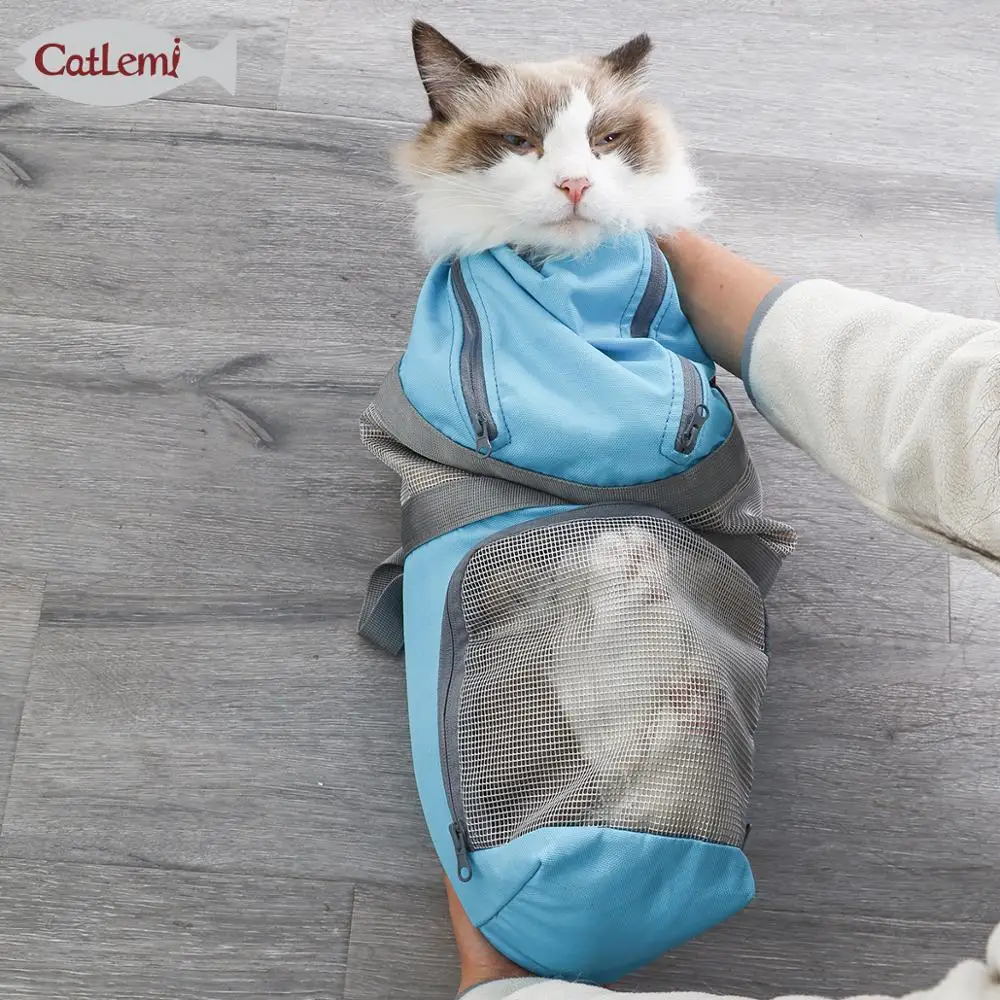 

Cat Grooming Bag Mesh Restraint Bag Cats Nail Clipping Cleaning No Scratching for Claw Nail Trimming Pet Hospital Medical Check