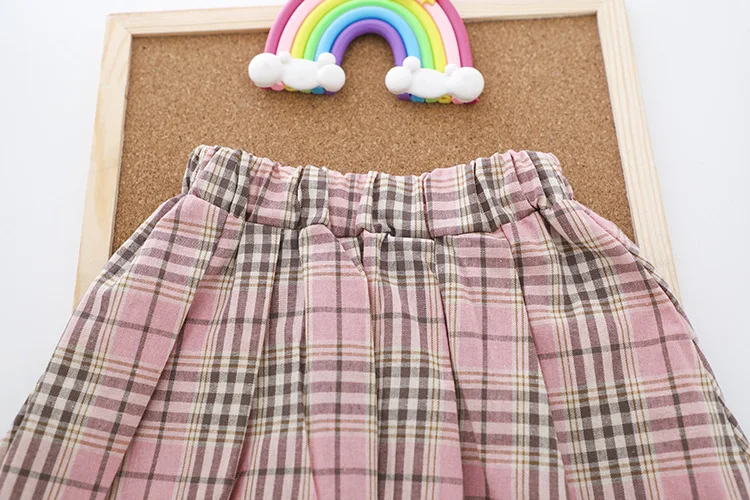 

Knitted Three Pieces Set Vintage Plaid Cardigan Short Skirt Lady Chic 3 Pieces Set Sweet Girls Suit Autumn