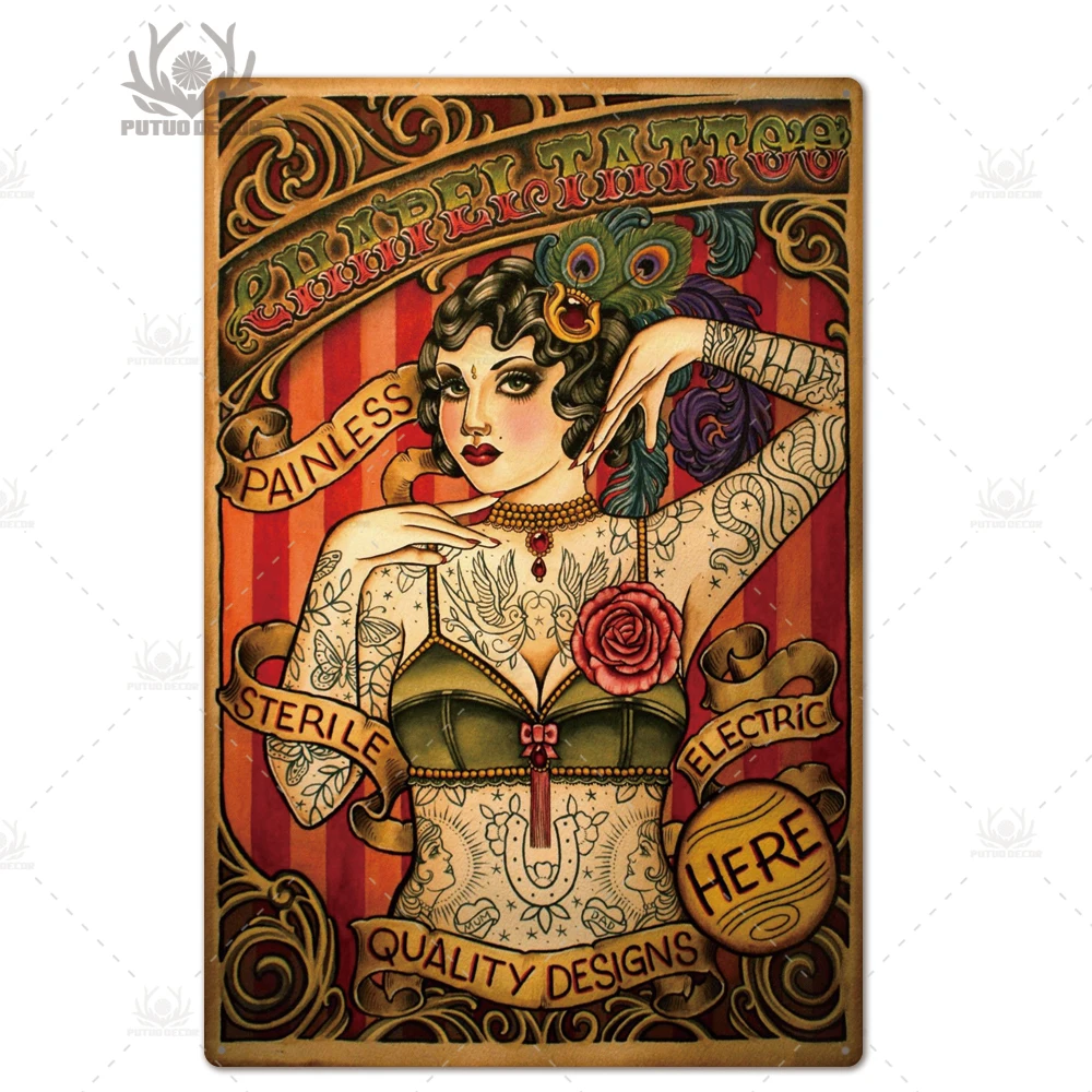 TH3524 Тату металлический Плакат Металлический Знак тату магазин Декор декоративная железная пластина Настенный декор потертый шик оловянный знак - Цвет: TH3524