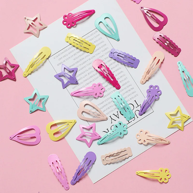 

6PCS/Set Baby Star Wave Love Coloful Hair Clips Flowers Shape Girls Solid Color Hairpins Clip Kids Headwear Barrettes 6 Colors