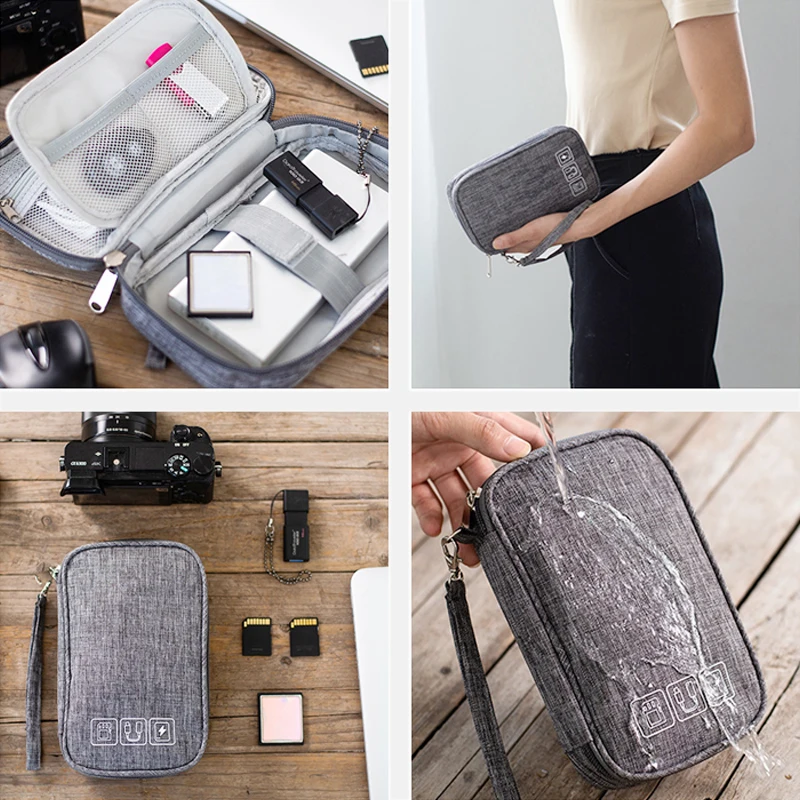 Портативный органайзер для кабелей проводов и зарядных устройств сумка хранения