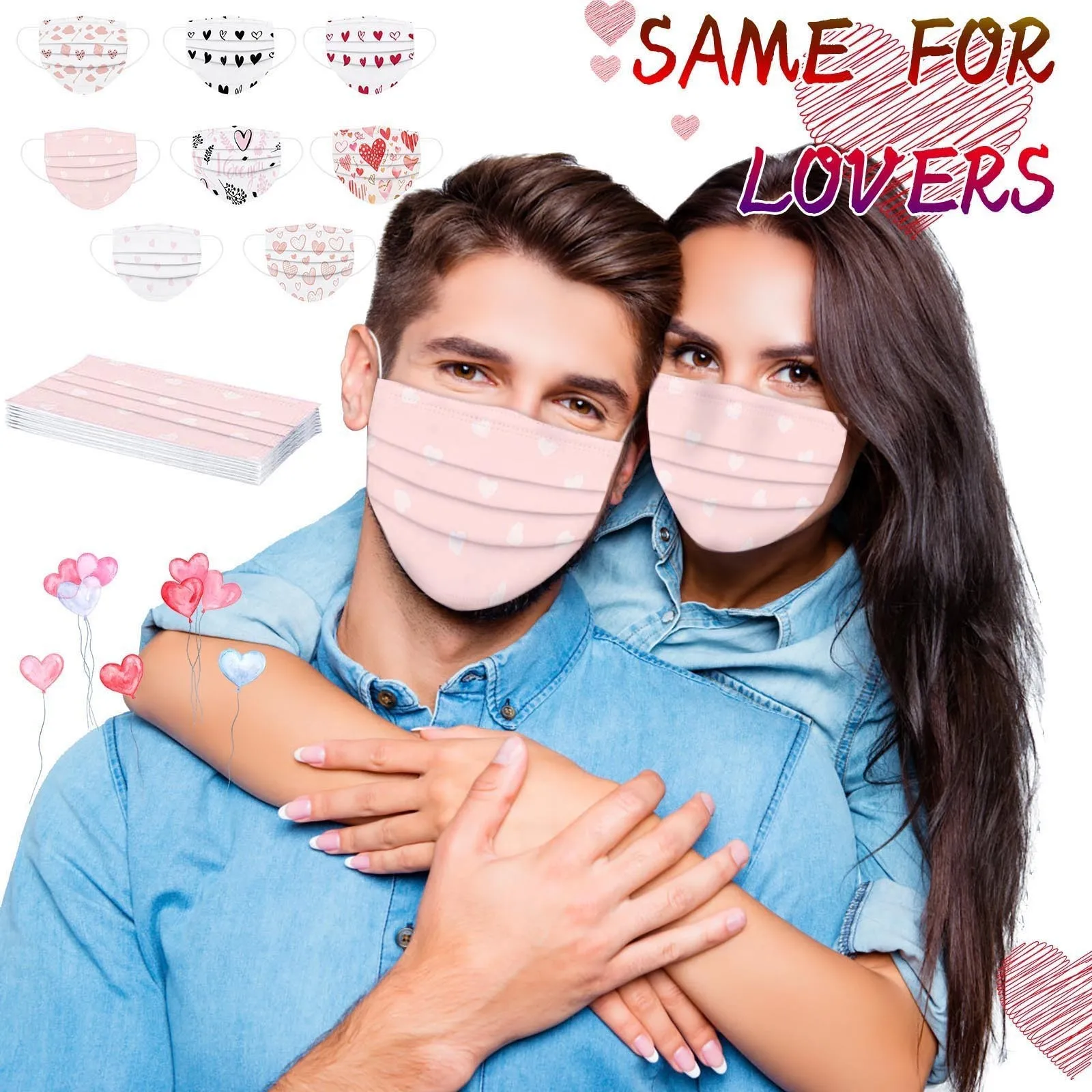 

Dust Mask Valentine's Day Printing Disposable Mask 3 Layer Christmas Masks Mascarilla Navidad Halloween Cosplay Masque マスク