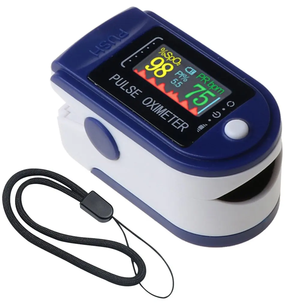 

Four-color With Rope LED Display Digital Pulse Oximeter Blood Oxygen Saturation Sensor Home Finger Clip Heart Rate Monitor Set