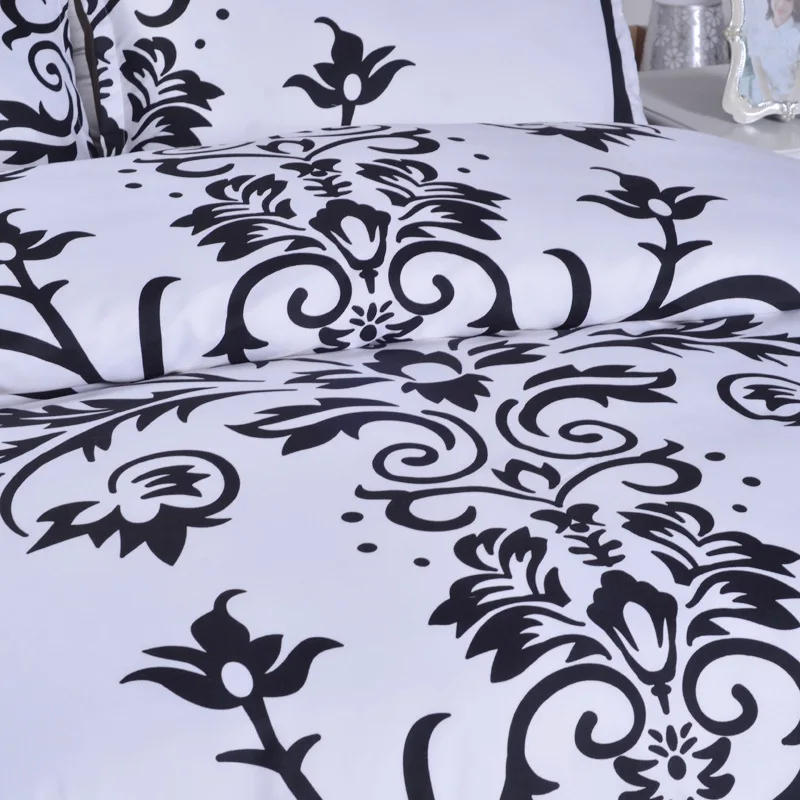 

water ink daisy ethnic white bedding set Us full/queen UK king size bed linen set