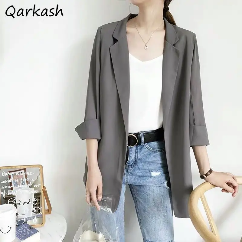 Блейзеры женские офисные простые элегантные универсальные корейские дамские