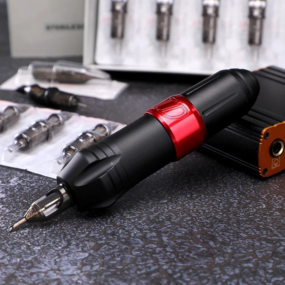 

Tattoo Machine Kit Rotary tattoos Pen DC connector 20pcs Cartridges Needles 8 Inks Digital Power Supply Professional EK129-1