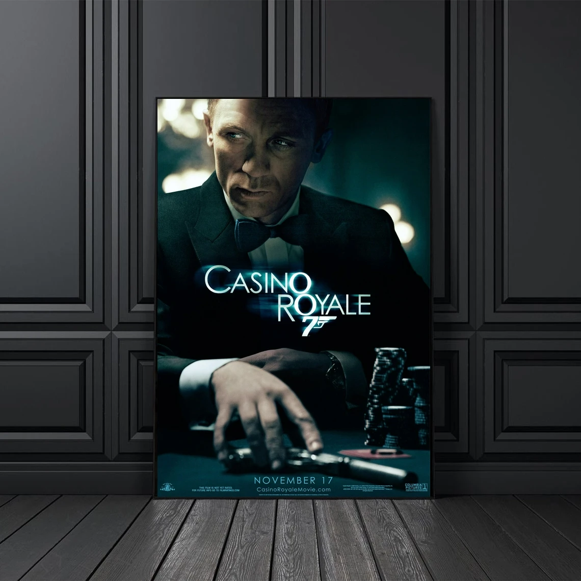 Cubierta de póster de película de Casino Royale Agent James Bond 007, impresión en lienzo, póster personalizado, decoración del hogar, pintura de pared (sin marco)