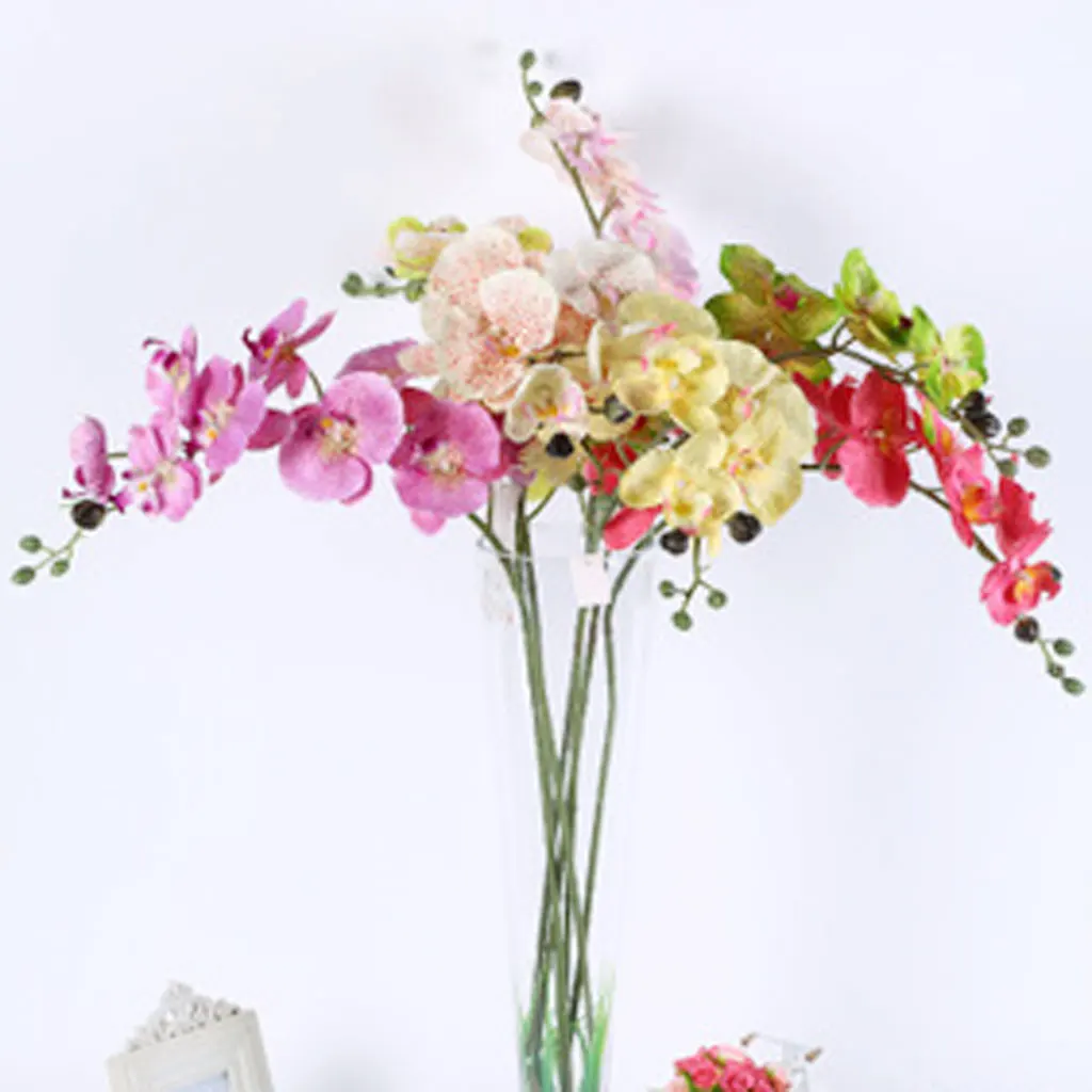 Искусственные 7 головок орхидеи фаленопсис реальный на ощупь цветок Декор 5