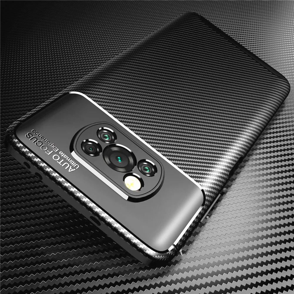 Для Xiaomi POCO X3 NFC Чехол Мягкий силиконовый чехол из углеродного волокна ТПУ