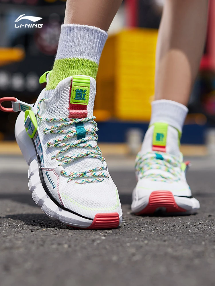 Li-Ning/Женская обувь на шнуровке; PRM GS; Баскетбольная обувь для отдыха; дышащие кроссовки с монолитной трикотажной подкладкой; спортивная обувь; AGBP078 SJAS19