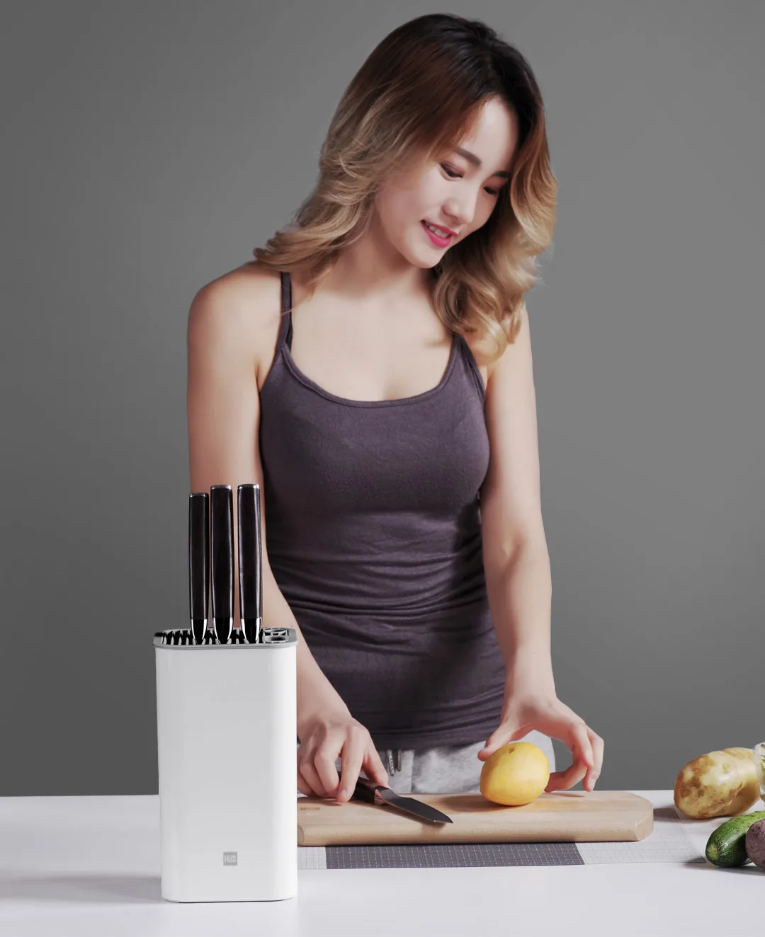 Xiaomi Mijia Huohou кухонный нож стойка для накладных ногтей держатель многофункциональный инструмент держатель нож блок кухонные Топы трубчатая полка хромированная
