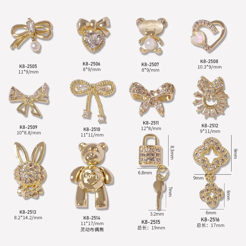 3 шт./сеточка красный медведь для ногтей циркон ювелирные изделия светильник