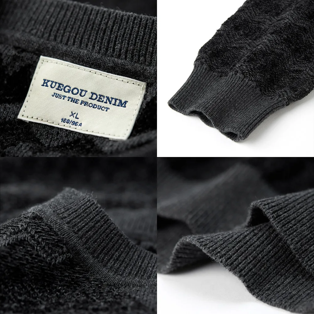 KUEGOU 2019 Autumn Cotton Stripe Black Sweater Men Pullover Casual Jumper For Male Wear Brand Knitted Korean Style Clothes 12673 | Мужская