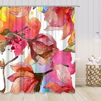 spring watercolor floral shower curtains colorful flowers decor design polyester fabric printing bathroom curtain set with hooks