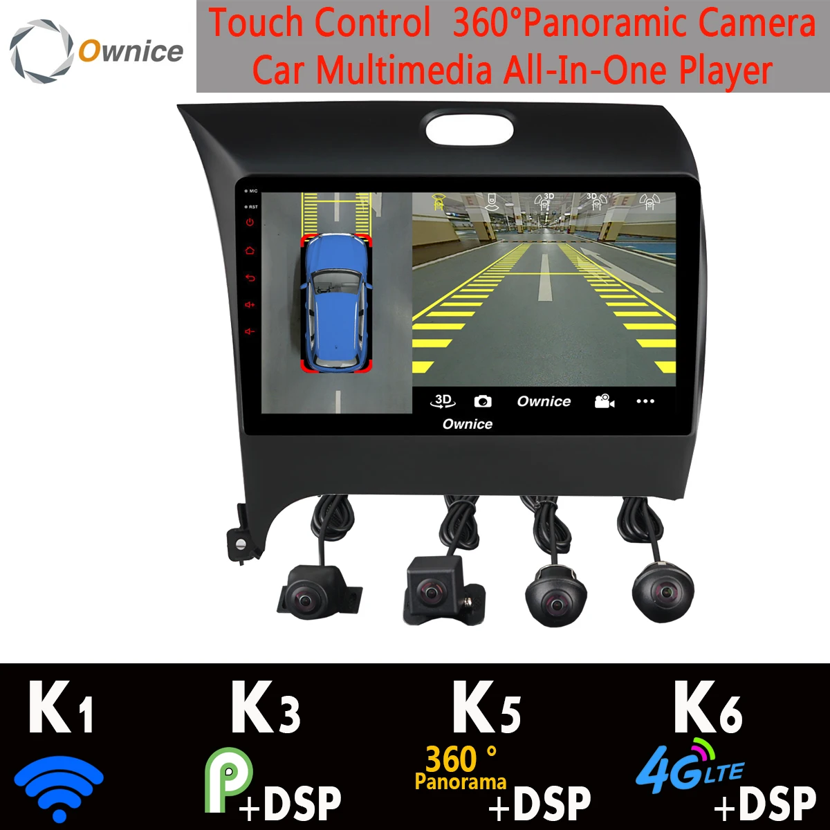 Автомобильный мультимедийный проигрыватель CarPlay DSP с камерой 360 ° 4G Android 9 0 4 + 64G GPS