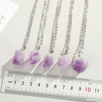 natural stone irregular 10 18mm amethysts crystal pendant necklace for women jewelry