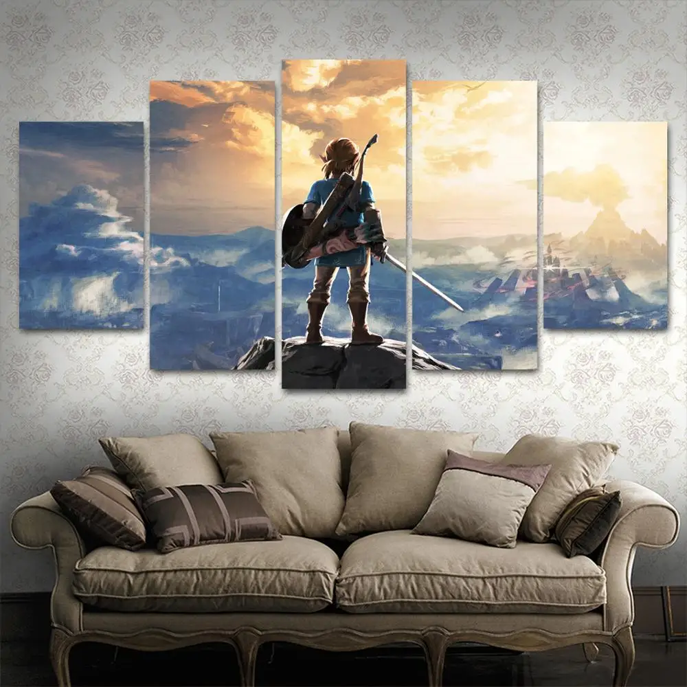 

Drop shipping 5 Panel Wall Art Pictures Canvas Painting abstract canvas poster painting decoration for living room LW386