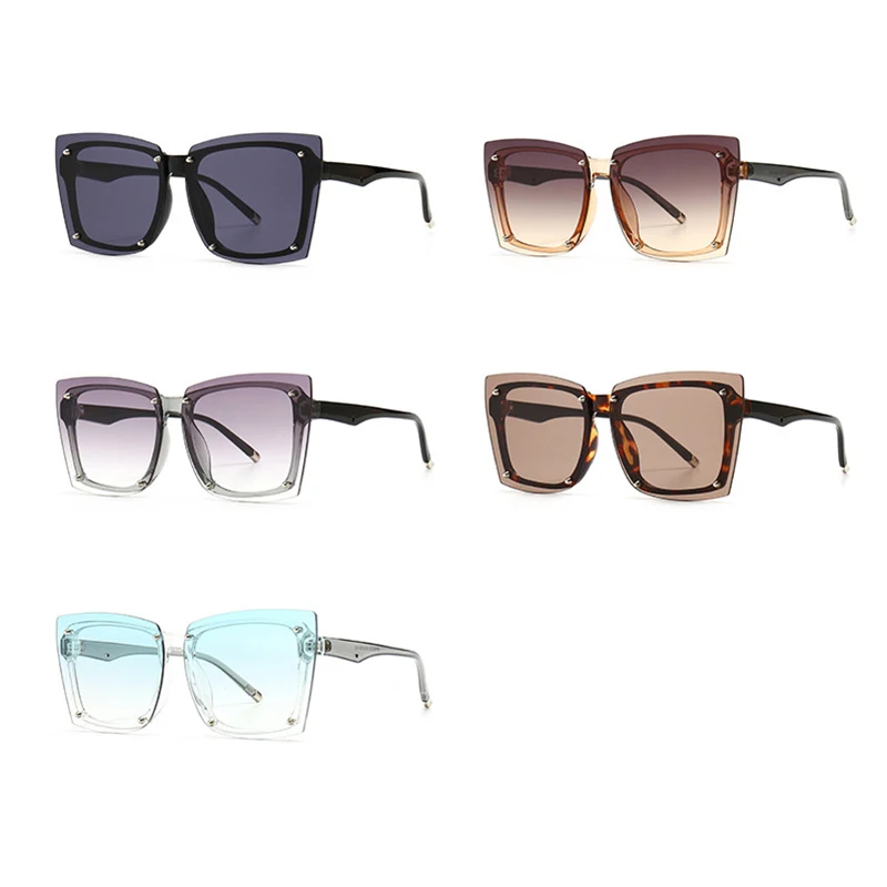 

Vintage Fashion Luxury Brand Designer Square Sunglasses Women Men Retro Rivet Gradient Sexy Lady Travel Sun Glasses Shades UV400