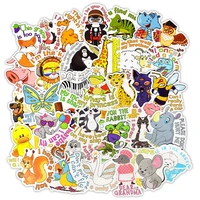 50 pcs cute cartoon animal sticker toys for children funny words anime decor stickers to laptop phone luggage car diy decal