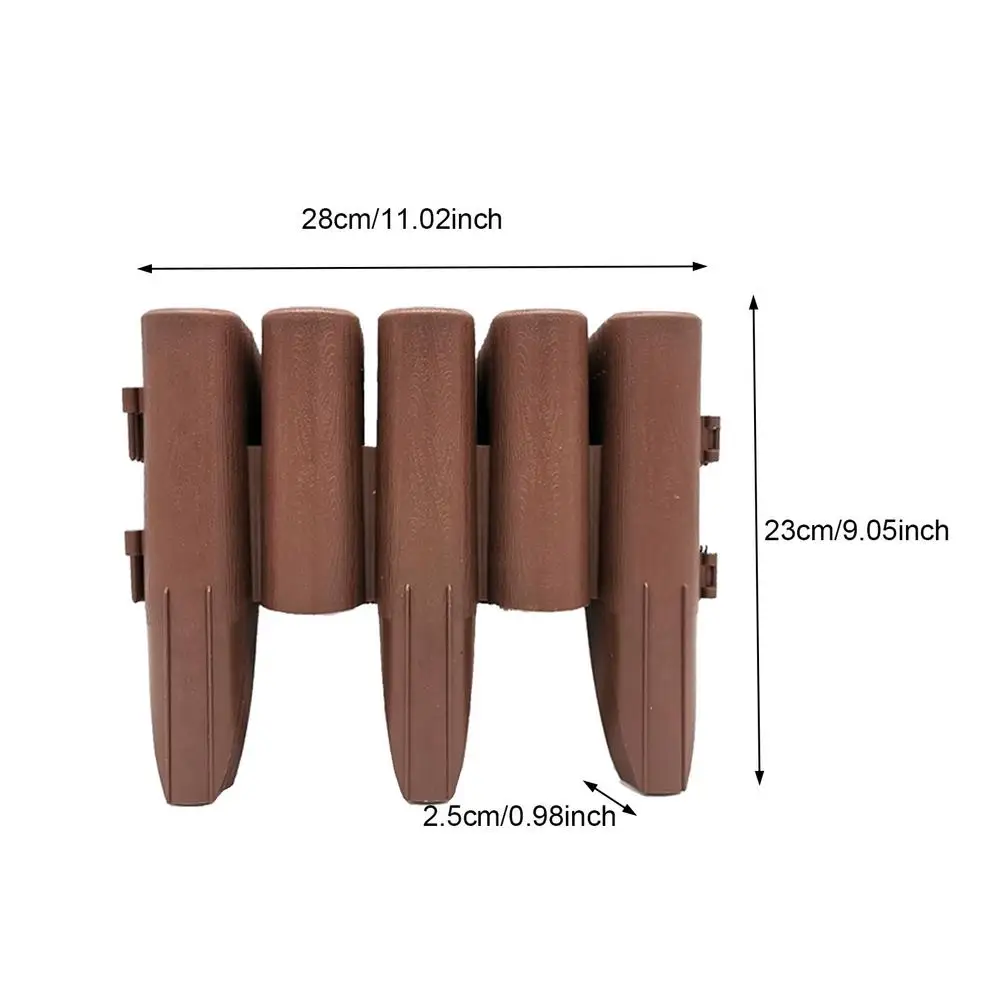 

5Pcs Garden Fence Border Folding Landscape brown Fence-Path Edging Lawn Imitation Stone Fences For Garden Grounding Fence