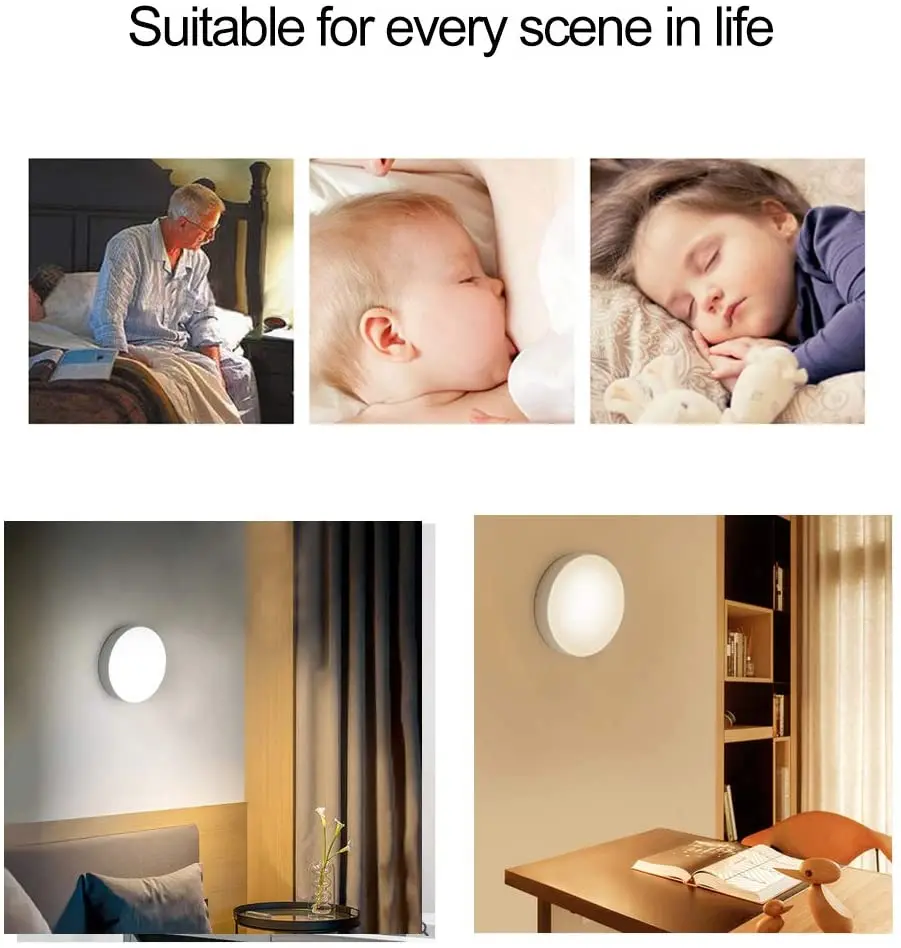 

Motion Sensor LED Night Lights USB Recharge Wall Lights Stick-on Magnet Closet Lights Safe Lights for Stair Hallway Bathroom