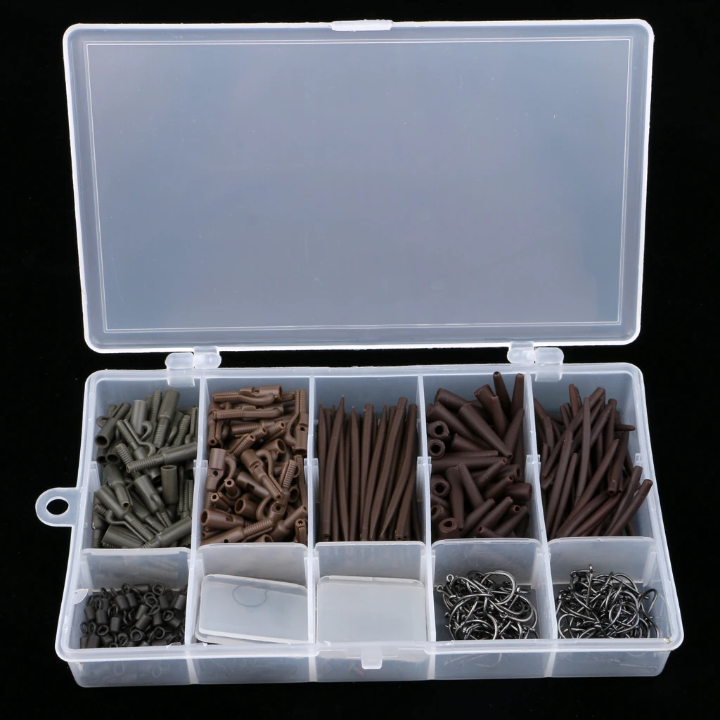 

450pcs Fishing Rig Accessories Kit Anti Sleeves Connector Maggots Clips