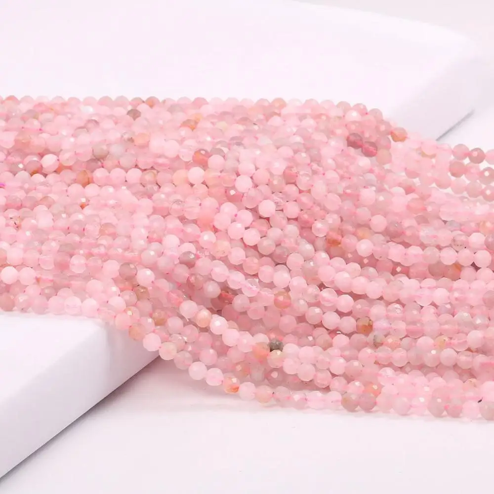 

Small Beads Natural Stone Beads Rose Quartzs 2 3mm Section Loose Beads for Jewelry Making Necklace DIY Bracelet Accessories