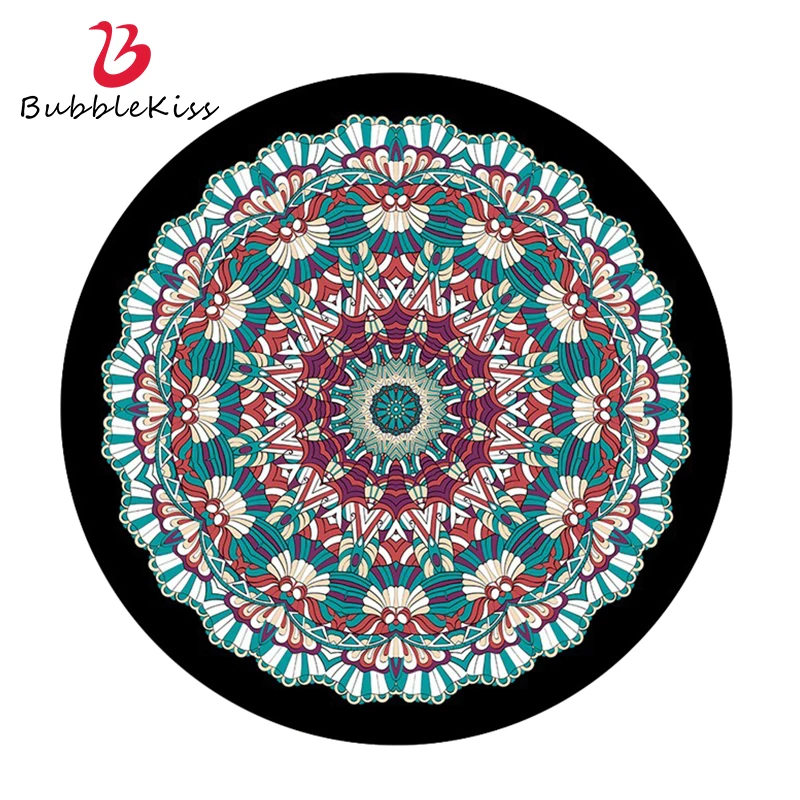 

Bubble Kiss Classical Style Round Carpet Mandala Print Pattern Area Rugs For Living Room Art Design Carpets Bedroom Decor Rug