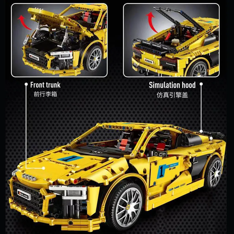 Technic Audis R8 V10, комплект второго поколения, совместимый MOC-4463 суперкаров, строительные блоки, модель, игрушки для детей