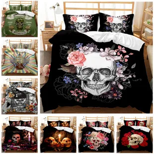 

Gothic Skull Duvet Cover 3D Prints Quilt Cover Twin Bedding Set Beauty Skeleton Bedroom Comforter Cover Single Double Bedclothes
